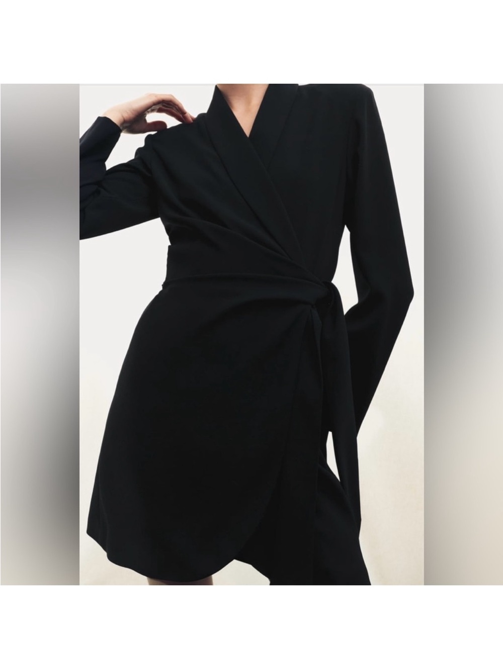Zara Wrap Front Pareo Blazer Midi Dress Black - Picture 14 of 16